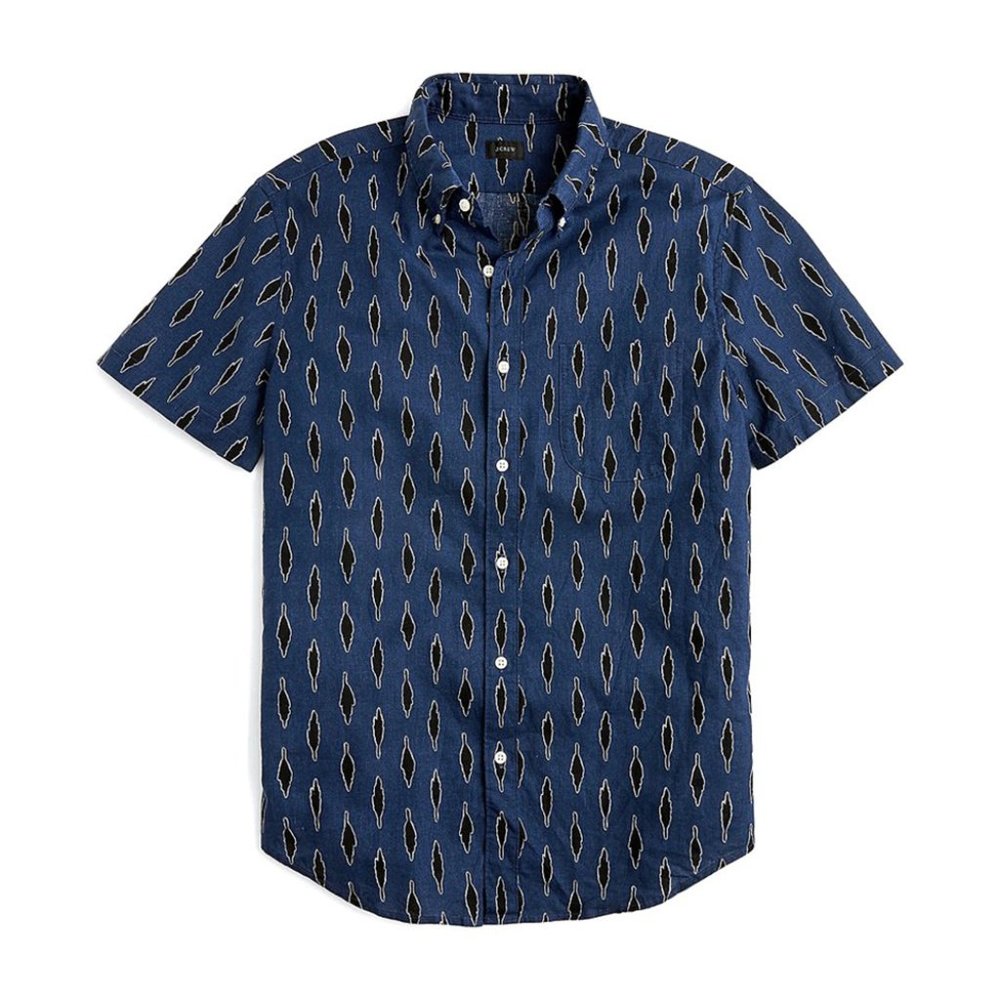 J.Crew Short-Sleeve Linen-Cotton Shirt in Leaf Print